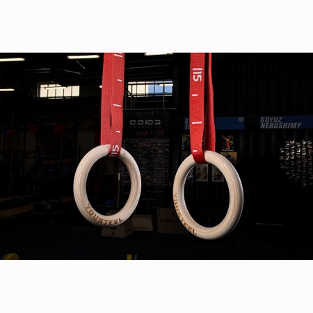 Купить Кольца гимнастические 32 мм красные стропы в Новоуральске 
