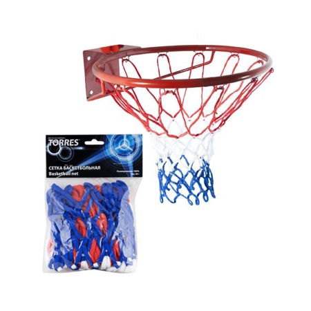 Купить Сетка баскетбольная Torres, нить 4 мм, бело-сине-красная в Новоуральске 