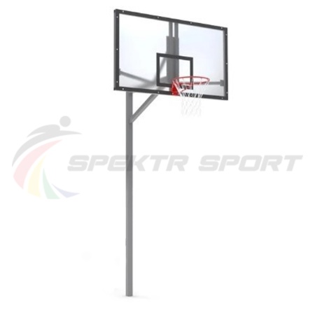 Купить Стойка баскетбольная уличная упрощенная со щитом из оргстекла, кольцом и сеткой SP D 412 в Новоуральске 