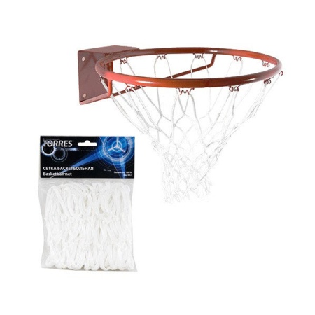 Купить Сетка баскетбольная Torres, нить 4 мм, белая в Новоуральске 