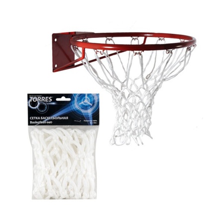 Купить Сетка баскетбольная Torres, нить 6 мм, белая в Новоуральске 
