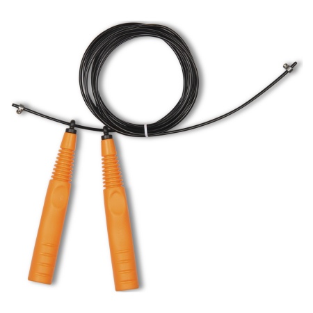 Купить Скакалка высокооборотная Кроссфит стальной шнур в оплетке 2.9 м чёрно-оранжевая в Новоуральске 